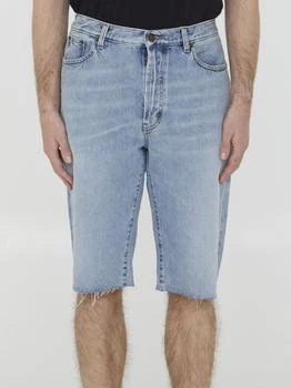 Yves Saint Laurent | Saint Laurent Raw-Cut Edge Knee-Length Denim Shorts