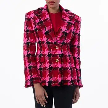 Versace | Versace Medusa Tweed Check Blazer, Brand Size 36 ( US Size 0 )