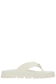 Prada | Prada Logo Plaque Round-Toe Flip Flops