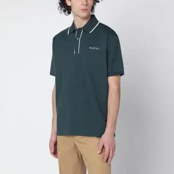 Gucci | Petrol-green cotton piqué polo shirt