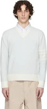Thom Browne | Blue Textured Striped Stitch 4-Bar Relaxed Sweater