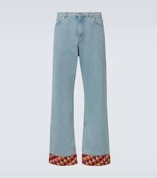 Valentino | Jacquard-trimmed wide-leg jeans