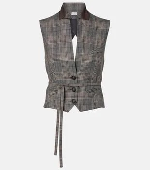 Brunello Cucinelli | Belted checked virgin wool vest
