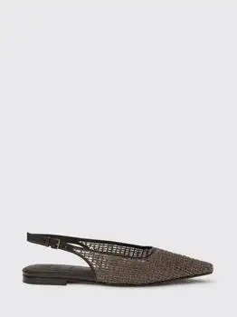 Brunello Cucinelli | Mesh Nylon and Leather Ballerinas with Monili Brunello Cucinelli