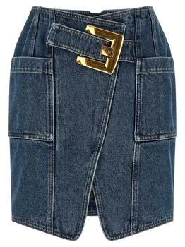 Balmain | Balmain Belted Short Denim Skirt