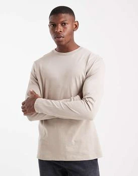ASOS DESIGN Essentials regular fit long sleeve t-shirt in beige