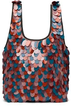 Dries Van Noten | Burgundy 
Blue Sequinned Tote