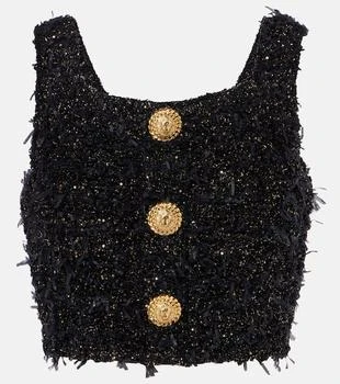 Balmain | Lamé tweed crop top