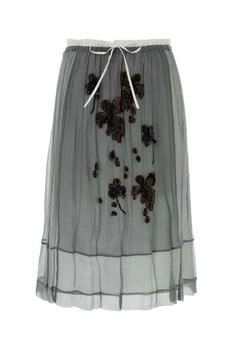 Prada | Prada Embroidered Chiffon Midi Skirt