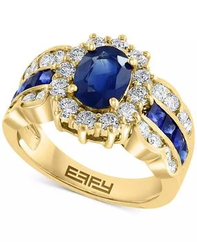 Effy | EFFY® Sapphire (2-1/4 ct. t.w.)
Diamond (1-1/10 ct. t.w.) Halo Statement Ring in 14k Gold