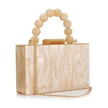 DGIASS Women's Dark Green Acrylic PVC Evening Bag with Pearl Marble Design - Versatile Wallet and Crossbody Handbag for Beach and Wedding Parties