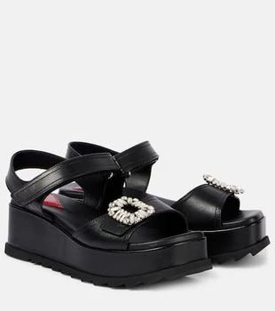 Slidy Viv' embellished leather wedge sandals
