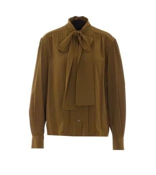 Yves Saint Laurent | Saint Laurent Lavallière Padded Shoulder Blouse