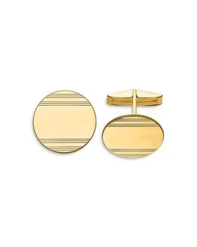 Bloomingdale's Men's Circular With Line Design Cuff Links in 14K Yellow Gold