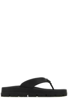 Prada | Prada Logo Plaque Round-Toe Flip Flops