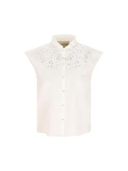 Valentino | Valentino Button-Up Embroidered Poplin Shirt