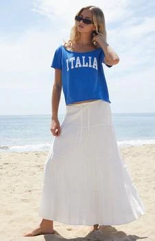 Electric Blue Robyn Italia Short Sleeve Off-The-Shoulder Top