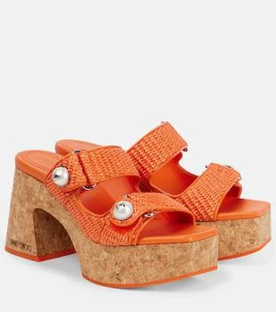 Jimmy Choo | Fayence 95 raffia platform mules