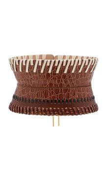 Dries Van Noten | Dries Van Noten Woven Cotton-Trimmed Wide Leather Belt - Moda Operandi