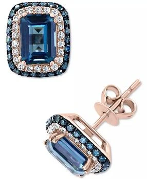 Effy | EFFY® London Blue Topaz (2-7/8 ct. t.w.) & Diamond (1/2 ct. t.w.) Stud Earrings in 14k Rose Gold
