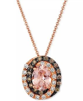 Le Vian | Peach Morganite (7/8 ct. t.w.) 
Diamond (1/3 ct. t.w.) Adjustable 20" Pendant Necklace in 14k Rose Gold