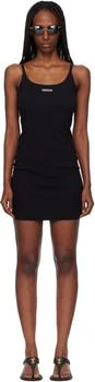 Versace | Black Embroidered Ribbed Cotton Minidress