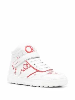 Salvatore Ferragamo | Women's Noe High Top Leather Sneakers In White/red