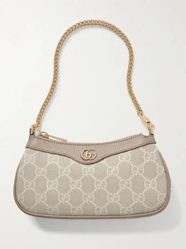 Gucci | Ophidia Leather-trimmed Canvas-jacquard Shoulder Bag - Beige