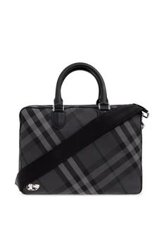 Burberry | Burberry Grid Checked Zipped Briefcase