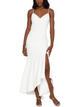 Xscape Womens Rhinestone Straps Long Cocktail And Party Dress