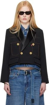 Sacai | Black & Blue Levi's Edition Denim & Matelasse Twill Reversible Jacket