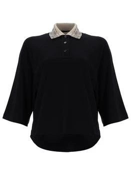 Brunello Cucinelli | Brunello Cucinelli Embellished Collar Polo Top