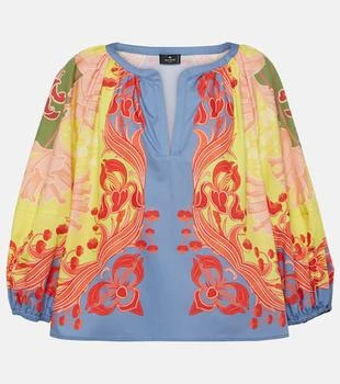 ETRO | Printed balloon-sleeve cotton blouse