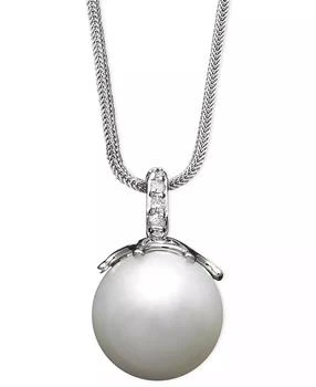 Macy
s | 14k White Gold Necklace, Cultured South Sea Pearl (14mm) and Diamond Accent Pendant