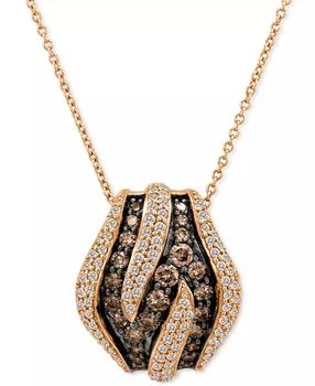Le Vian | Chocolatier® Chocolate Diamond (3/4 ct. t.w.) & Vanilla Diamond (5/8 ct. t.w.) Curved Row 18" Pendant Necklace in 14k Rose Gold