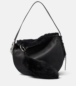 Burberry | Knight Medium leather and shearling shoulder bag