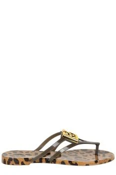 Dolce & Gabbana | Dolce & Gabbana Logo Plaque Leopard-Printed Flip-Flops