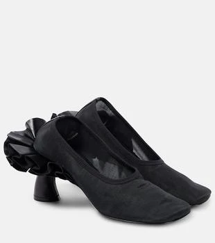 Dries Van Noten | Ruffled leather-trimmed mesh pumps