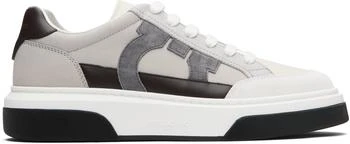 Salvatore Ferragamo | Gray & Off-White Low Cut Gancini Outline Sneakers
