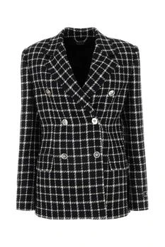 Versace | Versace Double-Breasted Checked Tweed Blazer