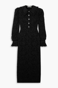 Silk-trimmed ruffled lace maxi dress