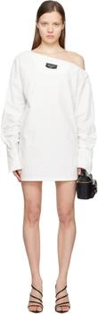 Balmain | White Open Neck Asymmetric Shirt Minidress