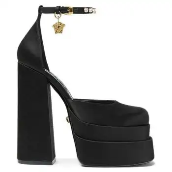 Versace | Versace Medusa Aevitas Satin Platform Pumps, Brand Size 36 ( US Size 6 )