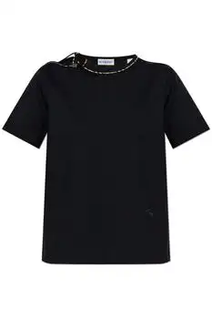 Burberry | Burberry Checked-Trim Tied-Detail T-Shirt