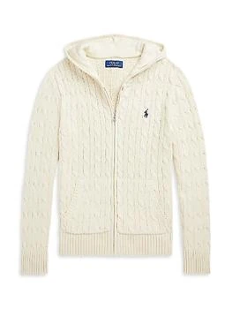Little Girl
s 
Girl
s Cotton Cable-Knit Zip-Up Sweater