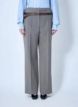 Prada | Prada Buckled Belt Wide-Leg Pants