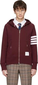 Thom Browne | Burgundy Classic Loopback 4-Bar Full Zip Hoodie
