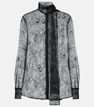 Valentino | Scarf-detail floral lace blouse