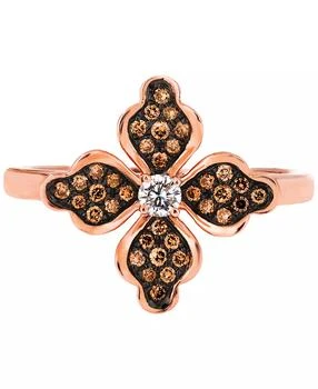 Le Vian | Chocolatier® Chocolate Diamond 
Vanilla Diamond Flower Ring (1/4 ct. t.w.) in 14k Rose Gold