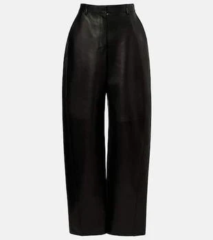 Givenchy | High-rise leather barrel-leg pants